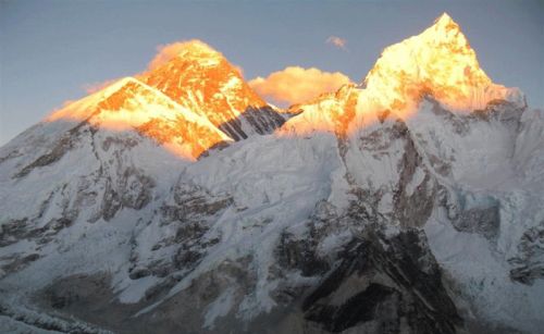 Sunrise over Everest and Nuptse